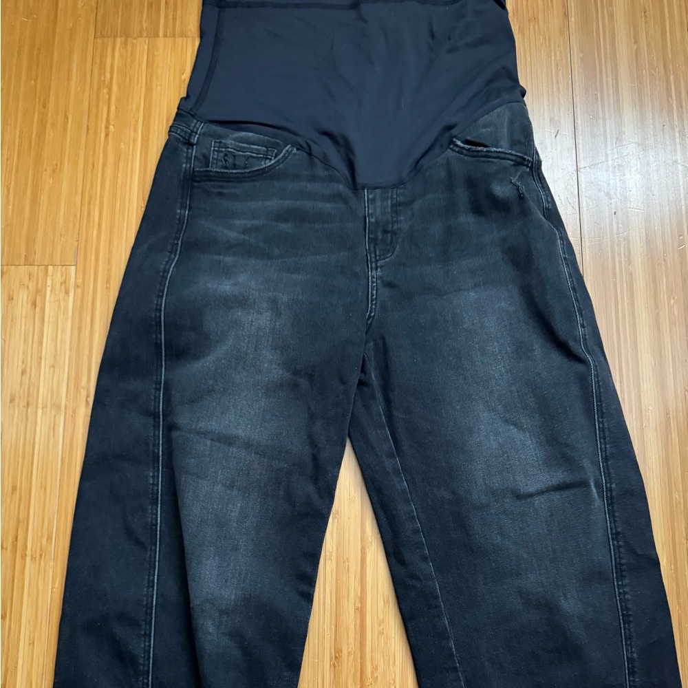PinkBlush Lightly Distressed Panel Detail Maternity Barrel Jeans
